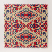 刺繍されたエレガンス：イカット生地パターン ジグソーパズル (横)