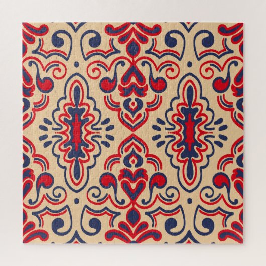 刺繍されたエレガンス：イカット生地パターン ジグソーパズル (縦)