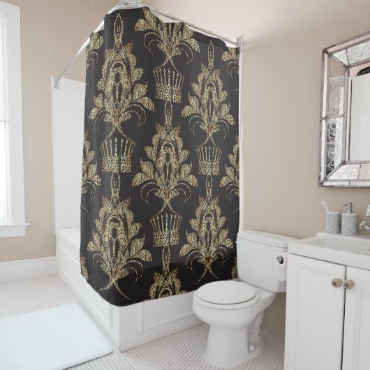 刺繍されたフローラダマスク王室の:シームレス。 シャワーカーテン (インサイチュ)