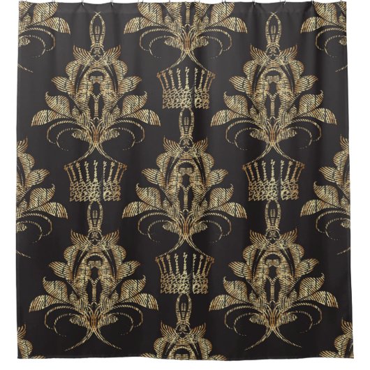 刺繍されたフローラダマスク王室の:シームレス。 シャワーカーテン (正面)