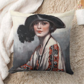 刺繍されたブラウスの女性 クッション (ブランケット)