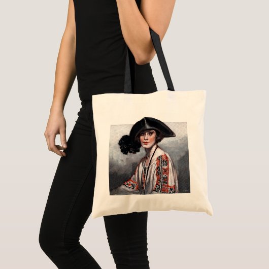 刺繍されたブラウスの女性 トートバッグ (正面(商品))