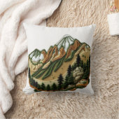 刺繍された山の風景 クッション (ブランケット)