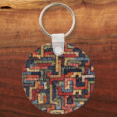 刺繍された幾何学的、民族的な質感 キーホルダー (裏面)