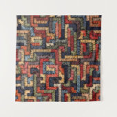 刺繍された幾何学的、民族的な質感 タペストリー (正面(横))