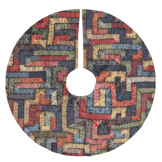 刺繍された幾何学的、民族的な質感 ブラッシュドポリエステルツリースカート (正面)