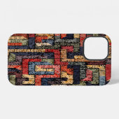 刺繍された幾何学的、民族的な質感 iPhoneケース (裏面横)