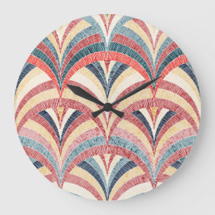 刺繍された波状ボヘミアンシームレスプリント。 ラージ壁時計