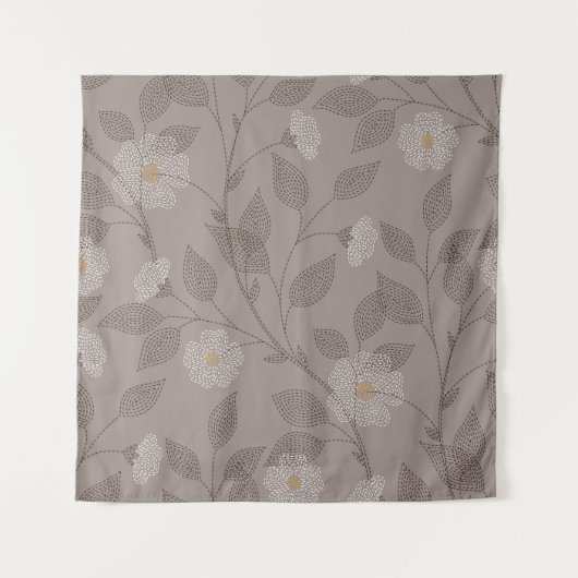 刺繍された花と離れデザイン、シームレス。 タペストリー (正面)