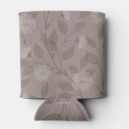 刺繍された花と離れデザイン、シームレス。 缶クーラー (裏面)