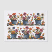 刺繍された花のポットDecompage LとR 018 薄葉紙 (正面)