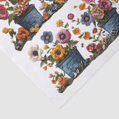 刺繍された花のポットDecompage LとR 018 薄葉紙 (詳細)