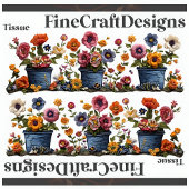 刺繍された花のポットDecompage LとR 018 薄葉紙