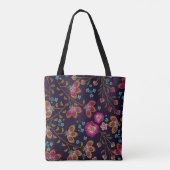 刺繍された花：ファッションシームレスなパターン トートバッグ (裏面)