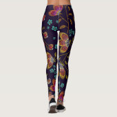 刺繍された花：ファッションシームレスなパターン レギンス (裏面)