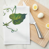 刺繍された青い朝の栄光 キッチンタオル (四つ折り)