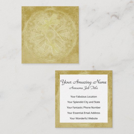 刺繍したトンボを曼荼羅に金ゴールド スクエア名刺 (正面/裏面)