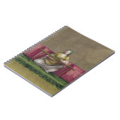 刺繍しているトルコの女の子18世紀(engravin ノートブック (左側)