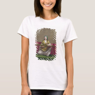 刺繍しているトルコの女の子18世紀(engravin tシャツ