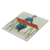 刺繍している女性は「衣裳oからの41をめっきします タイル (側面)