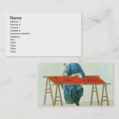 刺繍している女性は「衣裳oからの41をめっきします 名刺 (正面/裏面)