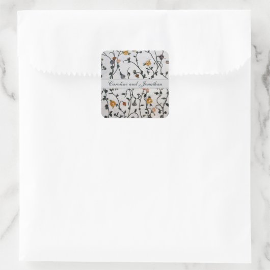 刺繍つる植物封筒用シール スクエアシール (バッグ)