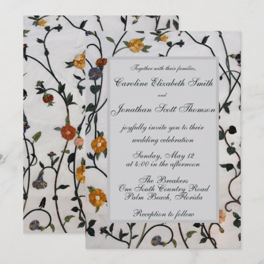 刺繍つる植物招待状 招待状 (正面/裏面)