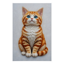 刺繍のぬいぐるみ猫 ポスター