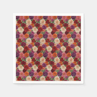 刺繍のようなダリアの花柄 スタンダードカクテルナプキン