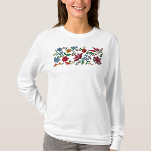 刺繍のように印刷された花 Tシャツ