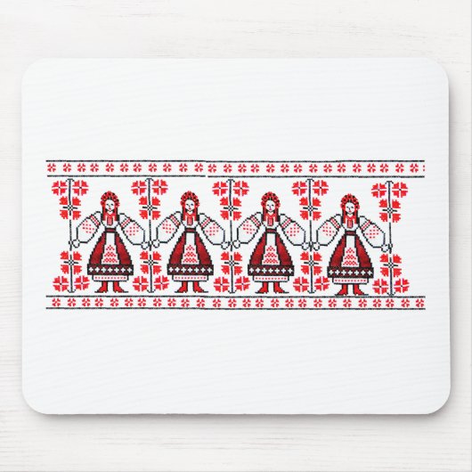 刺繍のウクライナの伝統的なウクライナの女の子 マウスパッド (正面)