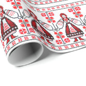 刺繍のウクライナの伝統的なウクライナの女の子 ラッピングペーパー (ロールコーナー)