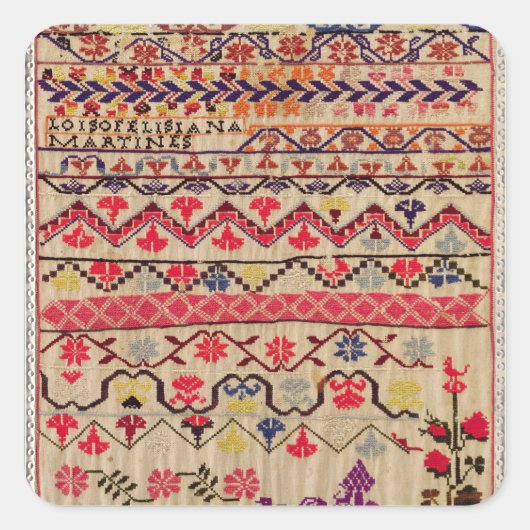 刺繍のサンプラー スクエアシール (正面)