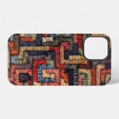 刺繍のシームレスな幾何学模様。エスニックで iPhoneケース (裏面横)