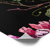 刺繍のダチュラ花と蝶の継ぎ目なし ポスター (角)