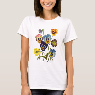 刺繍のパンジー・パレード Tシャツ