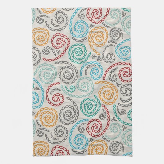 刺繍のファンシーでしわくちゃな紙 キッチンタオル (縦)