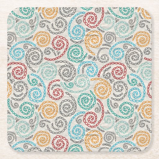 刺繍のファンシーでしわくちゃな紙 スクエアペーパーコースター (正面)