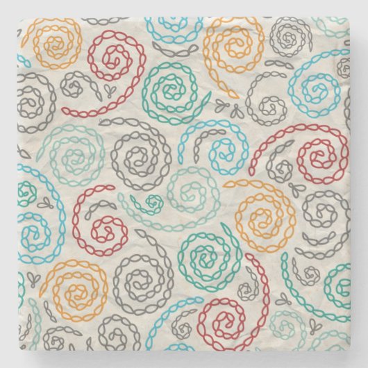 刺繍のファンシーでしわくちゃな紙 ストーンコースター (正面)