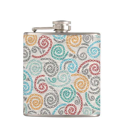 刺繍のファンシーでしわくちゃな紙 フラスク (正面)