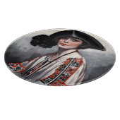 刺繍のブラウスを着た女性 カッティングボード (角)