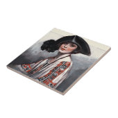 刺繍のブラウスを着た女性 タイル (側面)