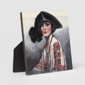 刺繍のブラウスを着た女性 フォトプラーク (正面)