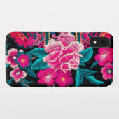 刺繍の外観フローラボホブラックピンク Case-Mate iPhoneケース (裏面(横))