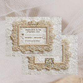 刺繍の永遠のレース QRコード ウェディング RSVP カード