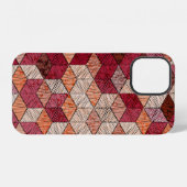 刺繍の継ぎはぎ縫い模様。ボヘミアン。  iPhoneケース (裏面横)