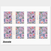 刺繍の花イニシャル 長方形シール (シート)