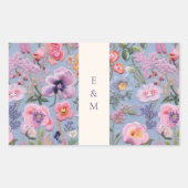 刺繍の花イニシャル 長方形シール (正面)