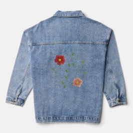 刺繍の花開くデザイン デニムジャケット