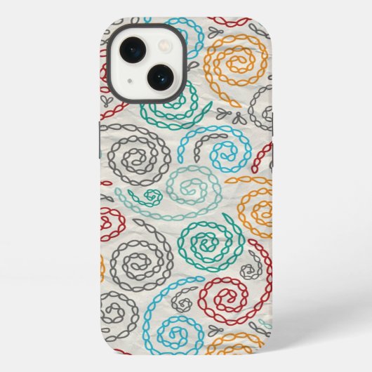 刺繍の華やかなしわくちゃの紙 iPhoneケース (裏面)